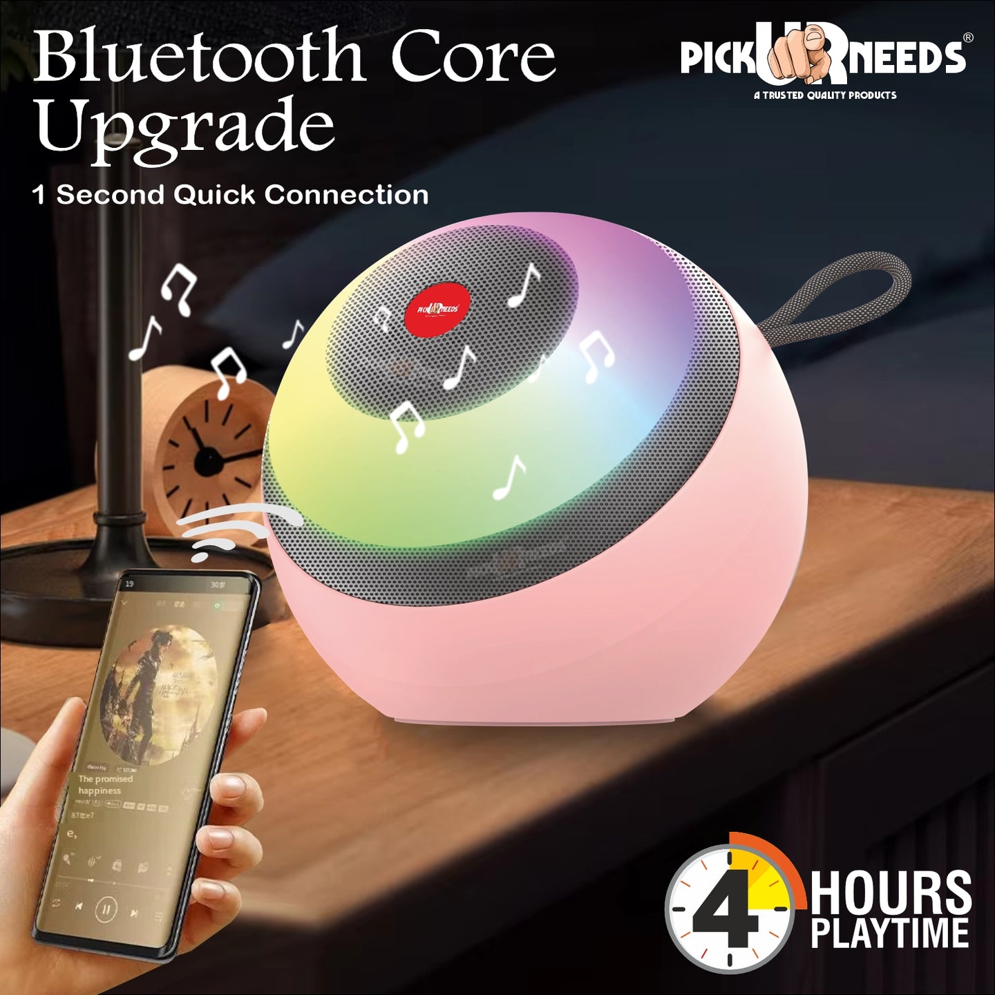 Pick Ur Needs Compact Rechargebale Wireless Speaker, RGB LED, 5W Bluetooth Speaker  (Blue)